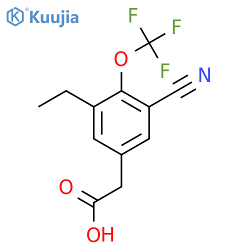 3-Cyano-5-ethyl-4-(trifluoromethoxy)phenylacetic acid structure