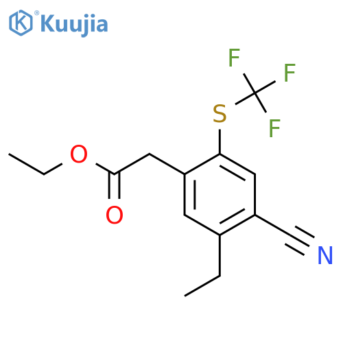 Ethyl 4-cyano-5-ethyl-2-(trifluoromethylthio)phenylacetate structure