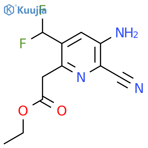 Ethyl 3-amino-2-cyano-5-(difluoromethyl)pyridine-6-acetate structure