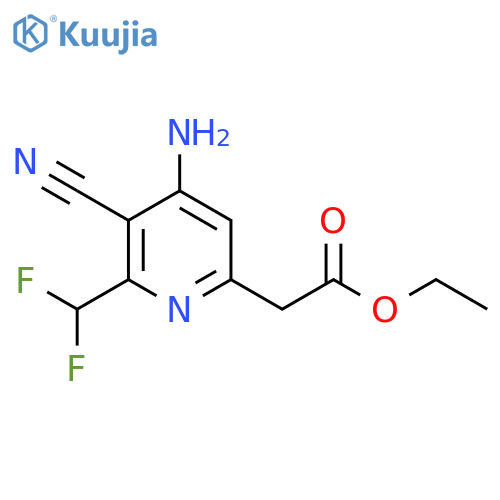 Ethyl 4-amino-3-cyano-2-(difluoromethyl)pyridine-6-acetate structure