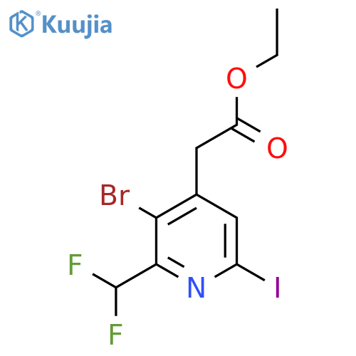 Ethyl 3-bromo-2-(difluoromethyl)-6-iodopyridine-4-acetate structure