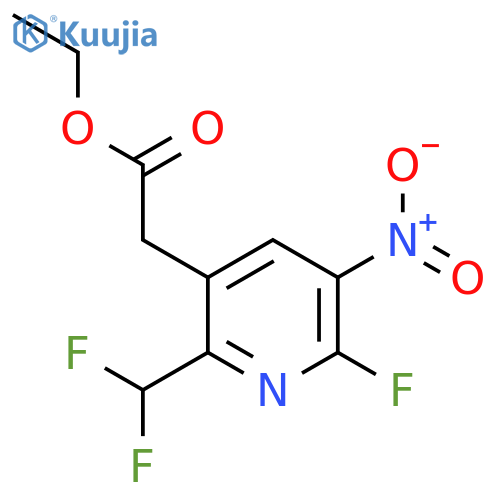 Ethyl 2-(difluoromethyl)-6-fluoro-5-nitropyridine-3-acetate structure