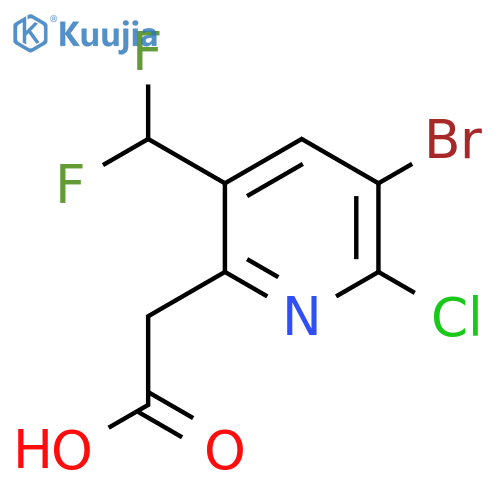3-Bromo-2-chloro-5-(difluoromethyl)pyridine-6-acetic acid structure