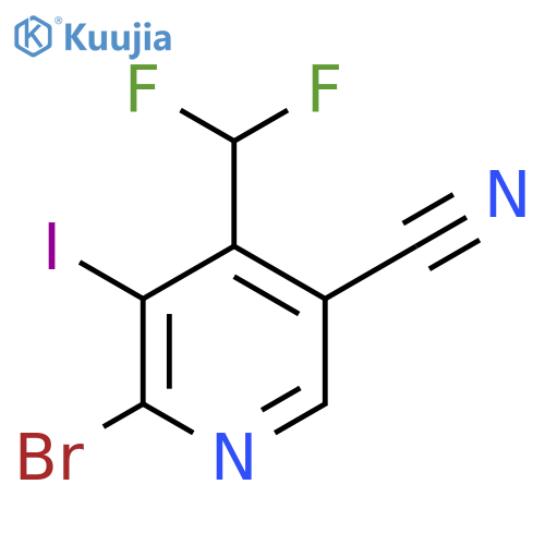 2-Bromo-5-cyano-4-(difluoromethyl)-3-iodopyridine structure