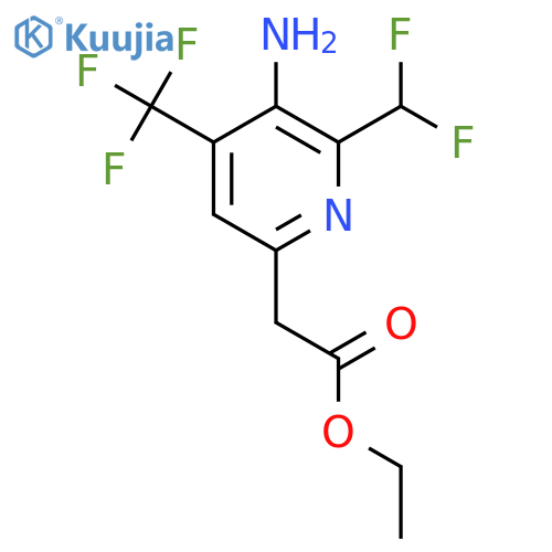 Ethyl 3-amino-2-(difluoromethyl)-4-(trifluoromethyl)pyridine-6-acetate structure