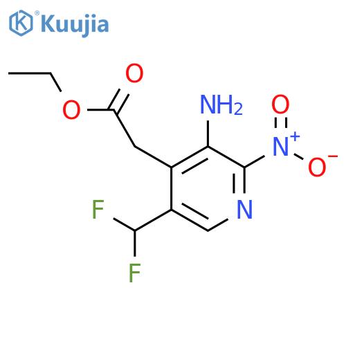 Ethyl 3-amino-5-(difluoromethyl)-2-nitropyridine-4-acetate structure