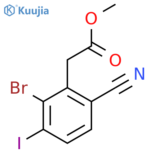 Methyl 2-bromo-6-cyano-3-iodophenylacetate structure