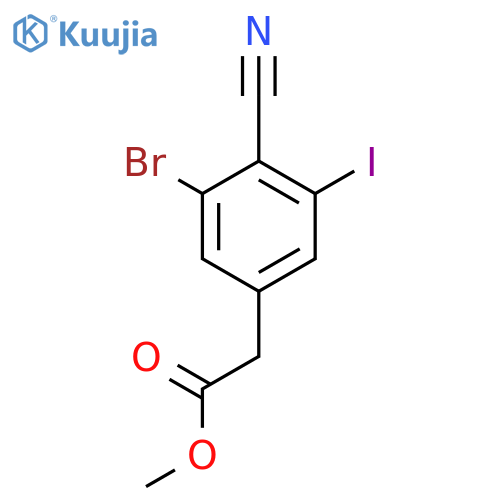 Methyl 3-bromo-4-cyano-5-iodophenylacetate structure