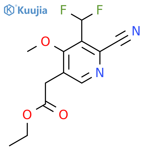 Ethyl 2-cyano-3-(difluoromethyl)-4-methoxypyridine-5-acetate structure