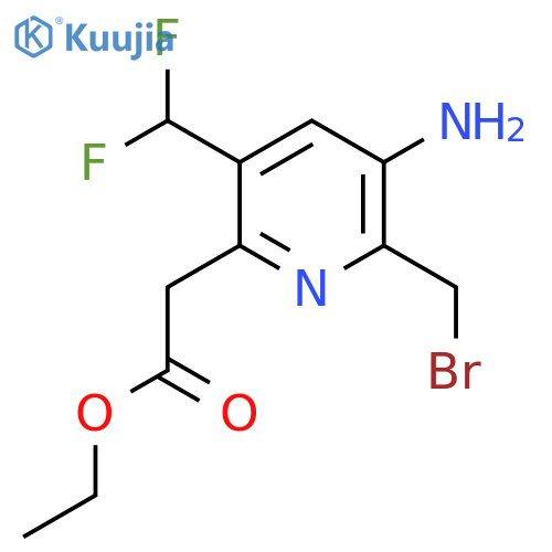 Ethyl 3-amino-2-(bromomethyl)-5-(difluoromethyl)pyridine-6-acetate structure