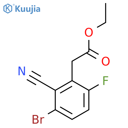Ethyl 3-bromo-2-cyano-6-fluorophenylacetate structure