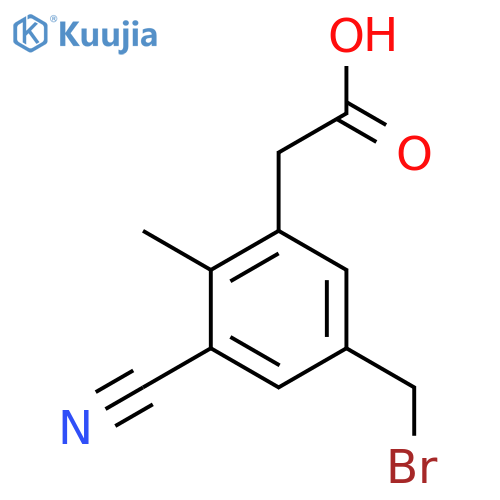 5-Bromomethyl-3-cyano-2-methylphenylacetic acid structure