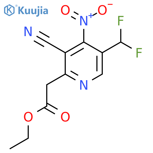 Ethyl 3-cyano-5-(difluoromethyl)-4-nitropyridine-2-acetate structure