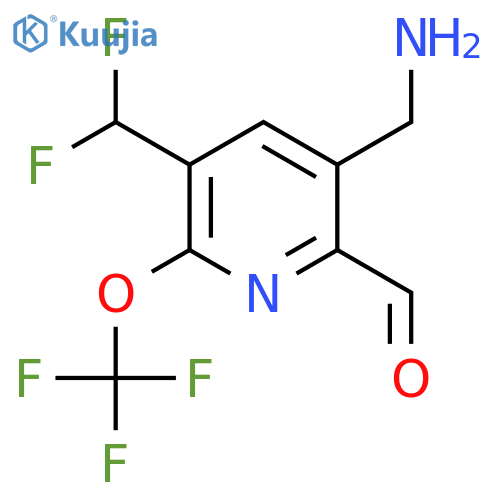 3-(Aminomethyl)-5-(difluoromethyl)-6-(trifluoromethoxy)pyridine-2-carboxaldehyde structure