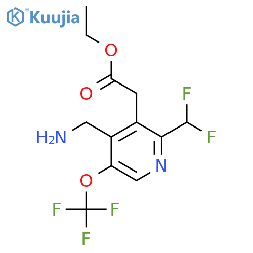 Ethyl 4-(aminomethyl)-2-(difluoromethyl)-5-(trifluoromethoxy)pyridine-3-acetate structure