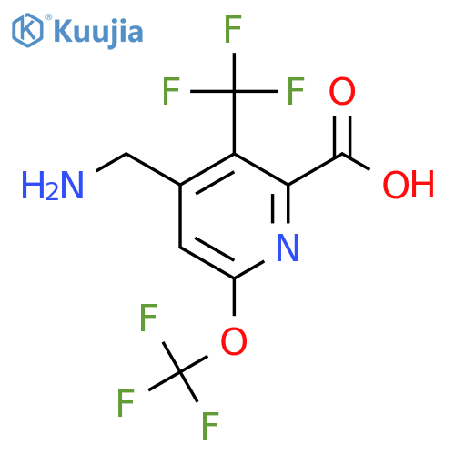 4-(Aminomethyl)-6-(trifluoromethoxy)-3-(trifluoromethyl)pyridine-2-carboxylic acid structure