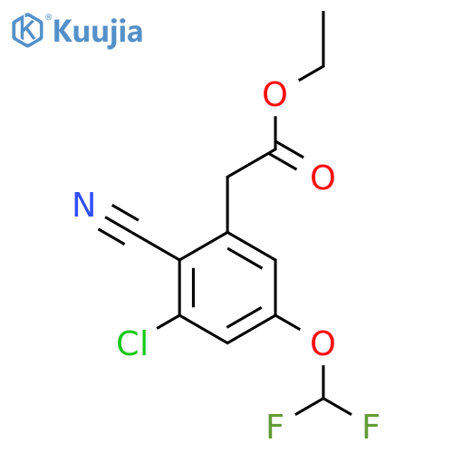 Ethyl 3-chloro-2-cyano-5-(difluoromethoxy)phenylacetate structure
