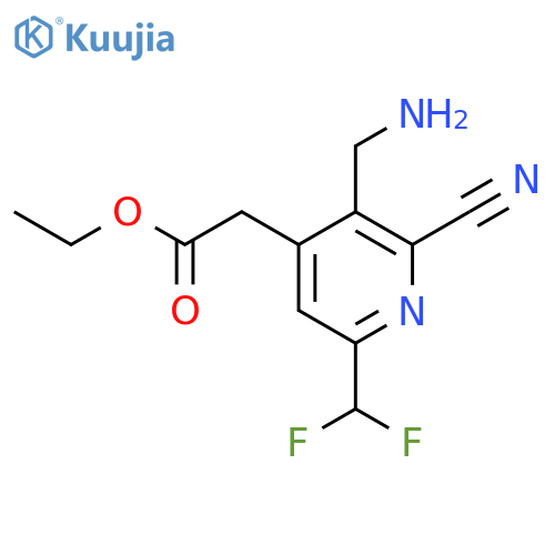 Ethyl 3-(aminomethyl)-2-cyano-6-(difluoromethyl)pyridine-4-acetate structure