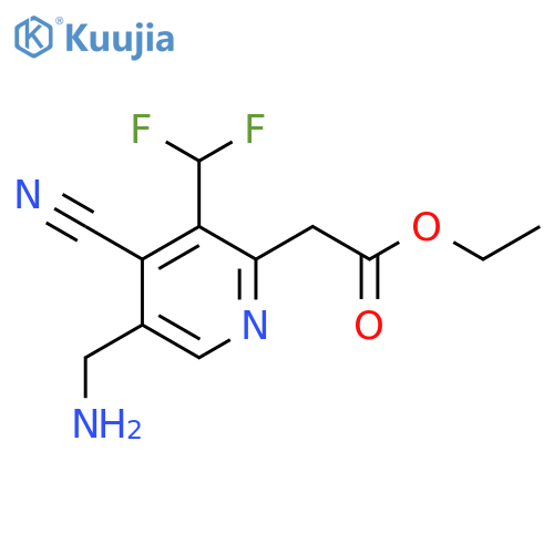 Ethyl 5-(aminomethyl)-4-cyano-3-(difluoromethyl)pyridine-2-acetate structure