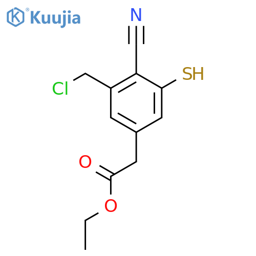 Ethyl 3-chloromethyl-4-cyano-5-mercaptophenylacetate structure