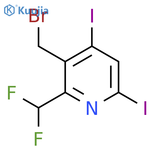 3-(Bromomethyl)-2-(difluoromethyl)-4,6-diiodopyridine structure