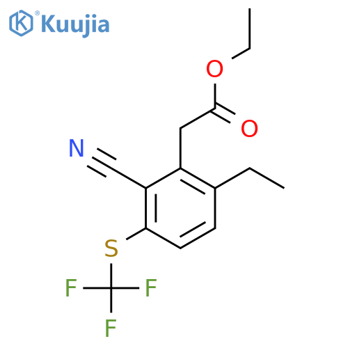 Ethyl 2-cyano-6-ethyl-3-(trifluoromethylthio)phenylacetate structure