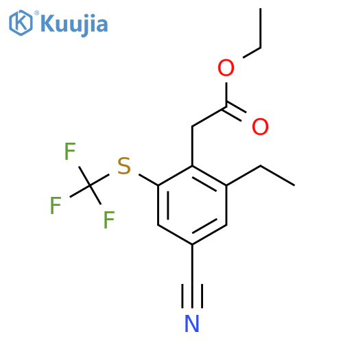 Ethyl 4-cyano-2-ethyl-6-(trifluoromethylthio)phenylacetate structure