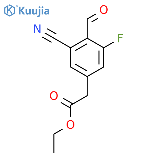 Ethyl 3-cyano-5-fluoro-4-formylphenylacetate structure
