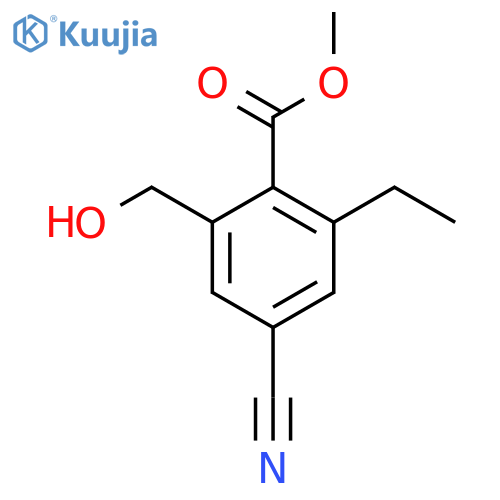 Methyl 4-cyano-2-ethyl-6-(hydroxymethyl)benzoate structure