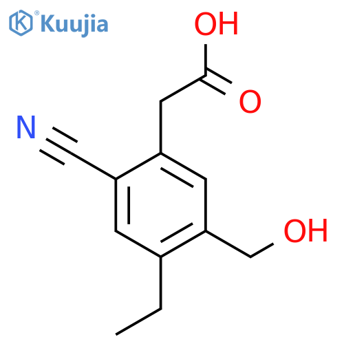 2-Cyano-4-ethyl-5-(hydroxymethyl)phenylacetic acid structure