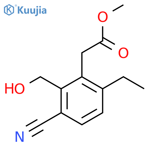 Methyl 3-cyano-6-ethyl-2-(hydroxymethyl)phenylacetate structure
