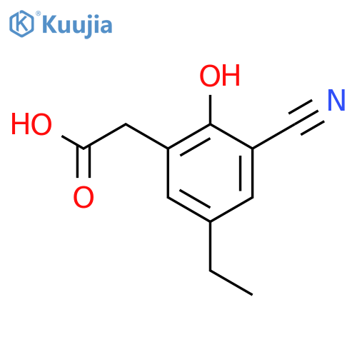 3-Cyano-5-ethyl-2-hydroxyphenylacetic acid structure