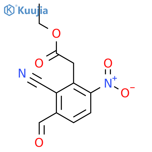 Ethyl 2-cyano-3-formyl-6-nitrophenylacetate structure