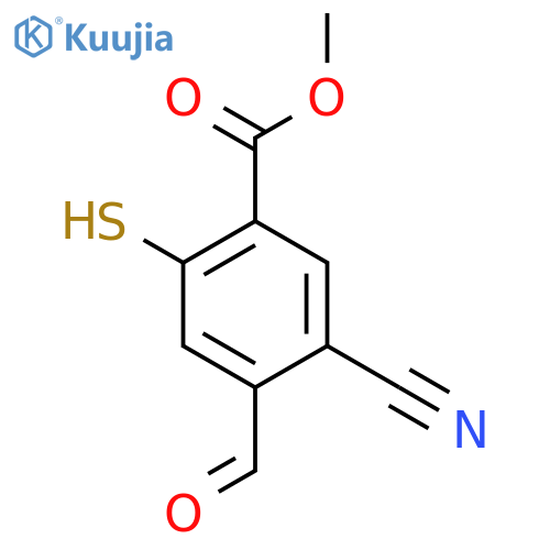 Methyl 5-cyano-4-formyl-2-mercaptobenzoate structure
