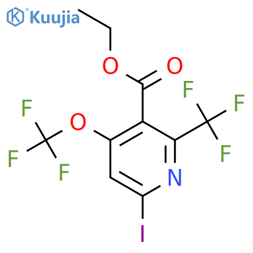 Ethyl 6-iodo-4-(trifluoromethoxy)-2-(trifluoromethyl)pyridine-3-carboxylate structure