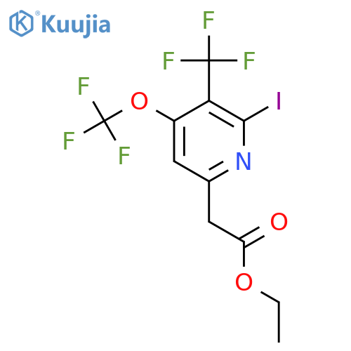 Ethyl 2-iodo-4-(trifluoromethoxy)-3-(trifluoromethyl)pyridine-6-acetate structure