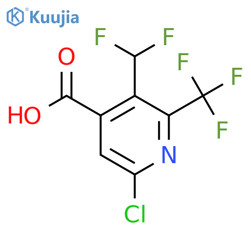 6-Chloro-3-(difluoromethyl)-2-(trifluoromethyl)pyridine-4-carboxylic acid structure
