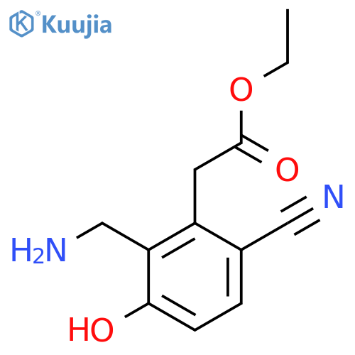 Ethyl 2-aminomethyl-6-cyano-3-hydroxyphenylacetate structure