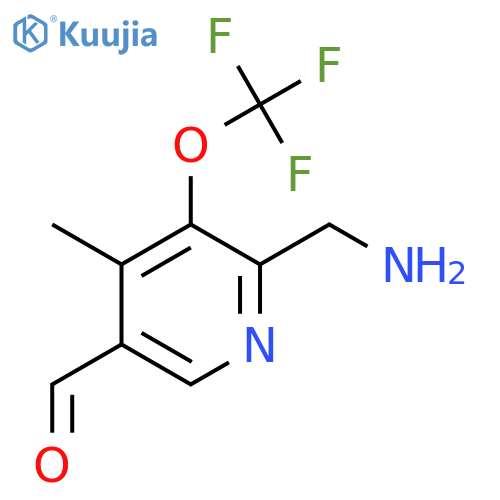 2-(Aminomethyl)-4-methyl-3-(trifluoromethoxy)pyridine-5-carboxaldehyde structure