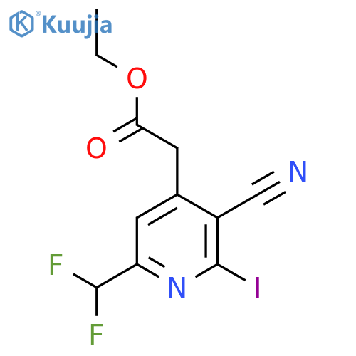 Ethyl 3-cyano-6-(difluoromethyl)-2-iodopyridine-4-acetate structure