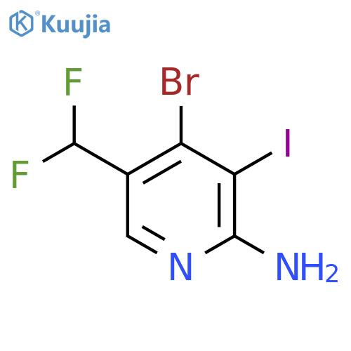 2-Amino-4-bromo-5-(difluoromethyl)-3-iodopyridine structure