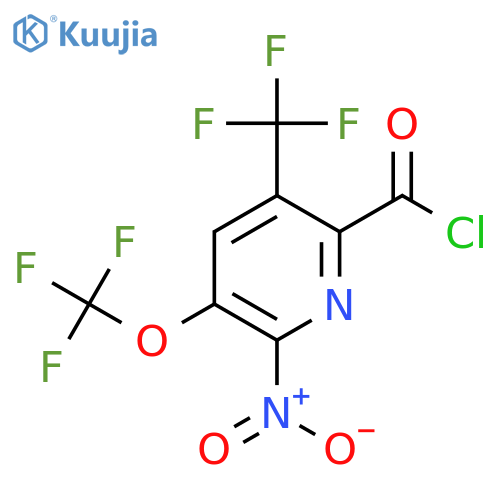 2-Nitro-3-(trifluoromethoxy)-5-(trifluoromethyl)pyridine-6-carbonyl chloride structure