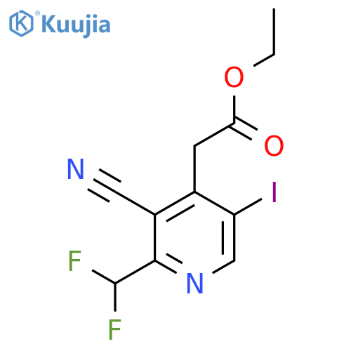 Ethyl 3-cyano-2-(difluoromethyl)-5-iodopyridine-4-acetate structure