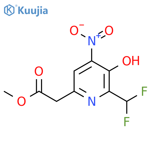 Methyl 2-(difluoromethyl)-3-hydroxy-4-nitropyridine-6-acetate structure