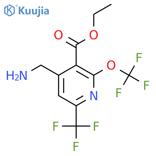 Ethyl 4-(aminomethyl)-2-(trifluoromethoxy)-6-(trifluoromethyl)pyridine-3-carboxylate structure