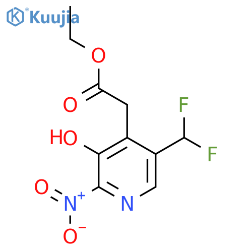 Ethyl 5-(difluoromethyl)-3-hydroxy-2-nitropyridine-4-acetate structure