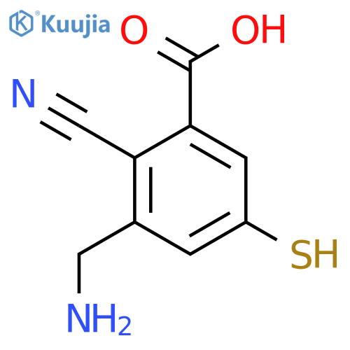 3-Aminomethyl-2-cyano-5-mercaptobenzoic acid structure