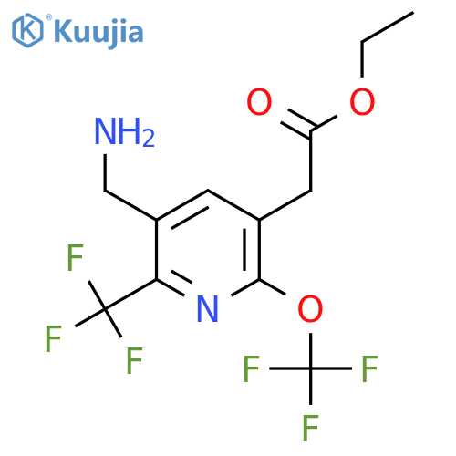 Ethyl 3-(aminomethyl)-6-(trifluoromethoxy)-2-(trifluoromethyl)pyridine-5-acetate structure