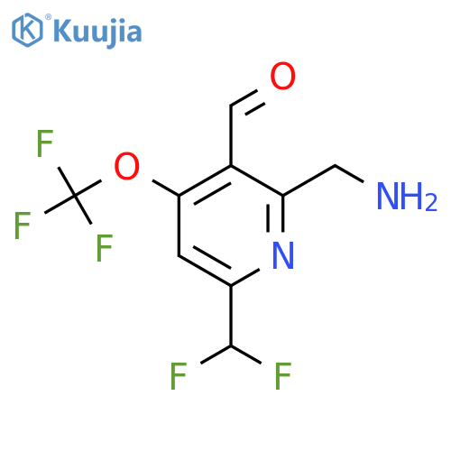 2-(Aminomethyl)-6-(difluoromethyl)-4-(trifluoromethoxy)pyridine-3-carboxaldehyde structure