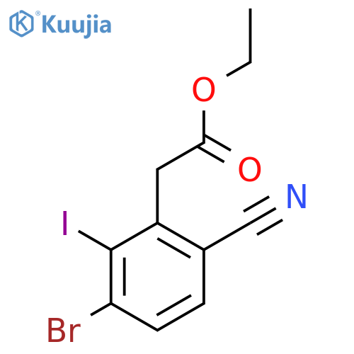 Ethyl 3-bromo-6-cyano-2-iodophenylacetate structure